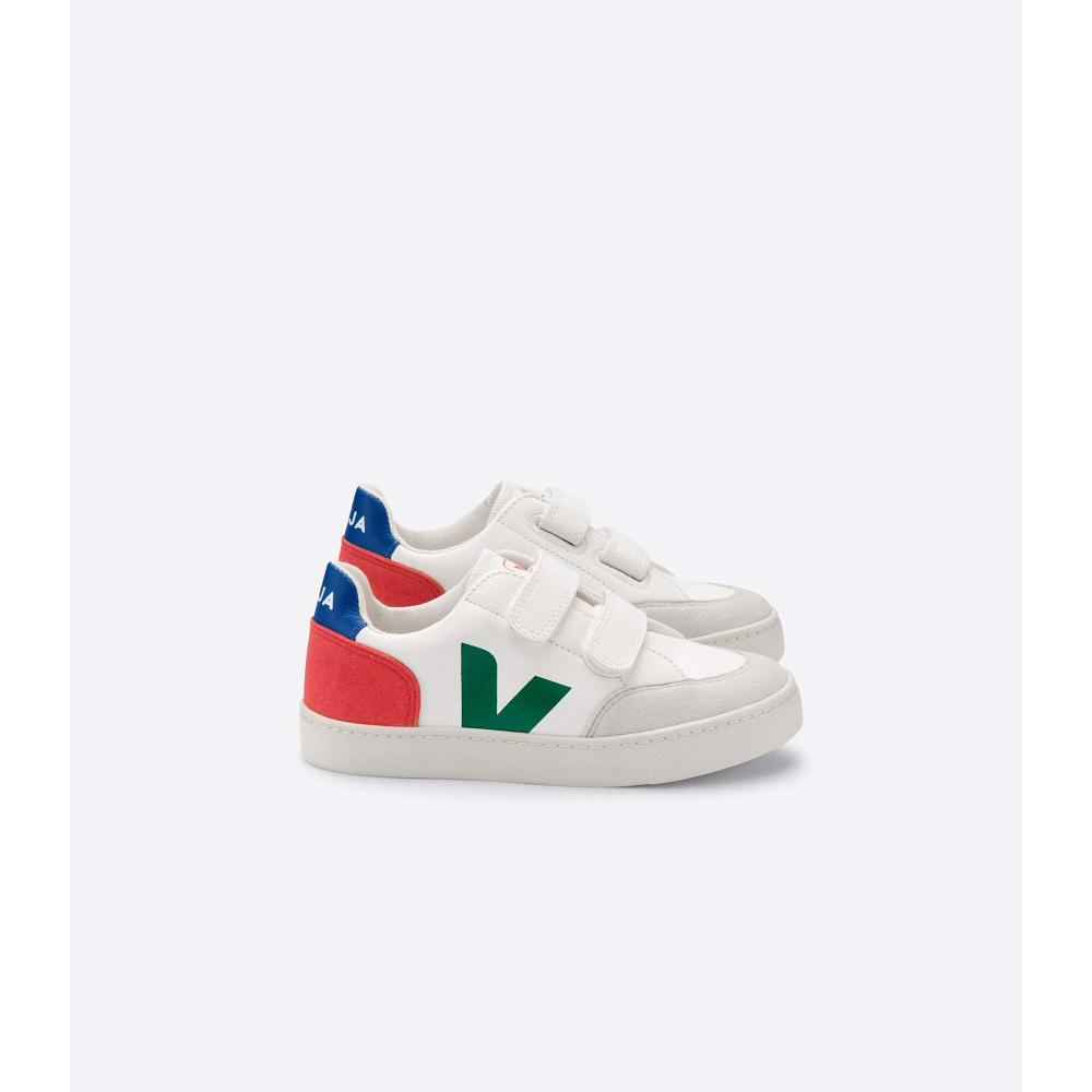 Veja V-12 LEATHER Schoenen Kinderen White/Green | NL 752GSO